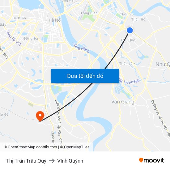 Thị Trấn Trâu Quỳ to Vĩnh Quỳnh map