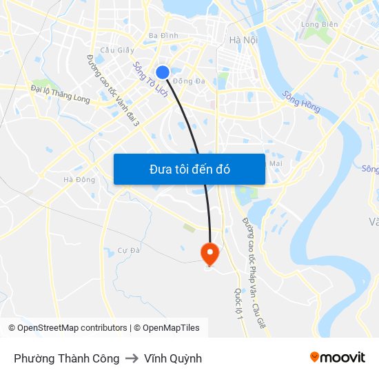 Phường Thành Công to Vĩnh Quỳnh map