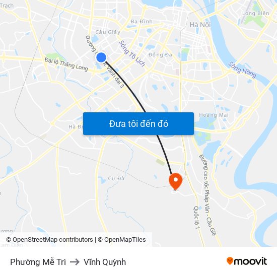 Phường Mễ Trì to Vĩnh Quỳnh map