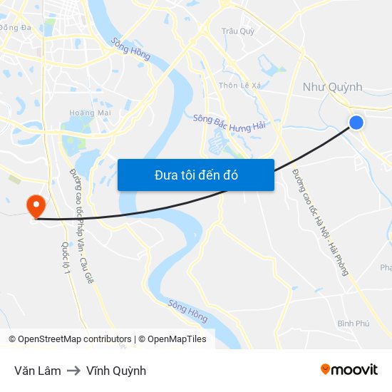 Văn Lâm to Vĩnh Quỳnh map