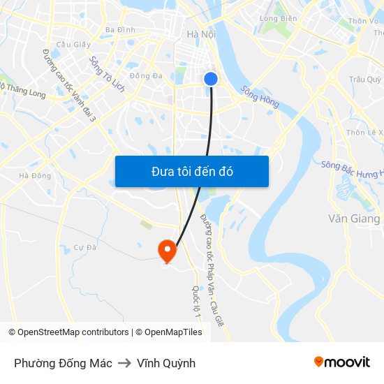 Phường Đống Mác to Vĩnh Quỳnh map