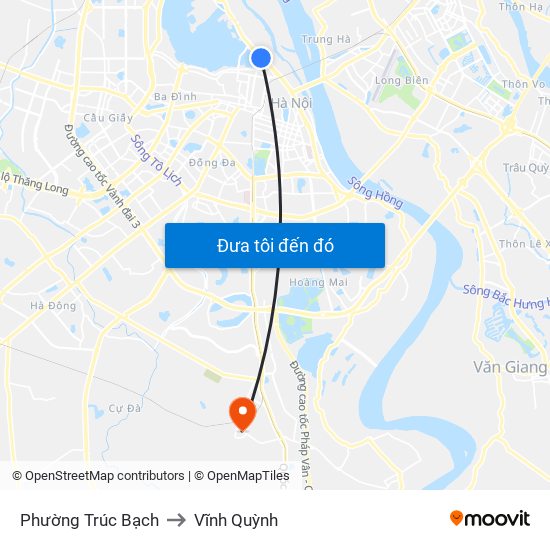 Phường Trúc Bạch to Vĩnh Quỳnh map