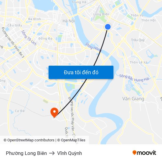 Phường Long Biên to Vĩnh Quỳnh map