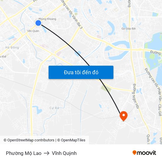 Phường Mộ Lao to Vĩnh Quỳnh map