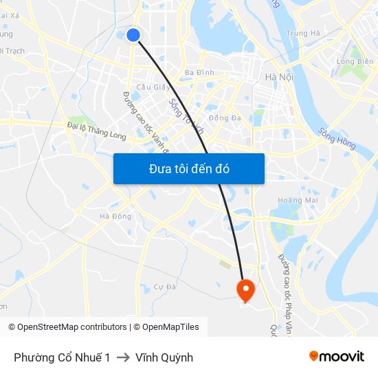 Phường Cổ Nhuế 1 to Vĩnh Quỳnh map