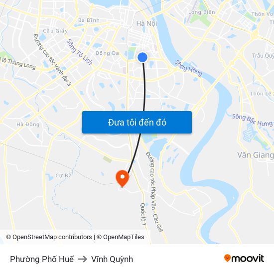 Phường Phố Huế to Vĩnh Quỳnh map