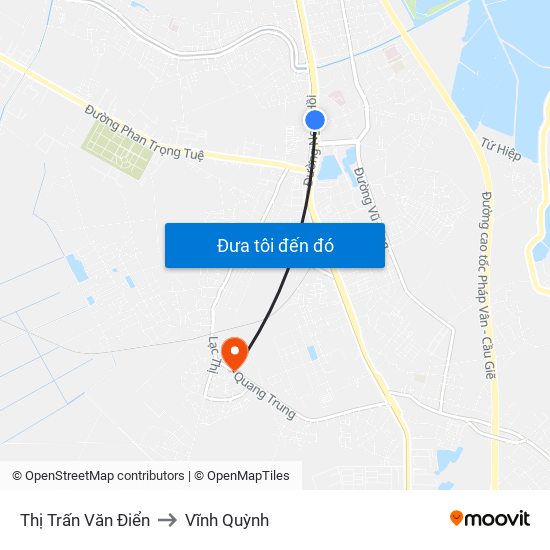 Thị Trấn Văn Điển to Vĩnh Quỳnh map