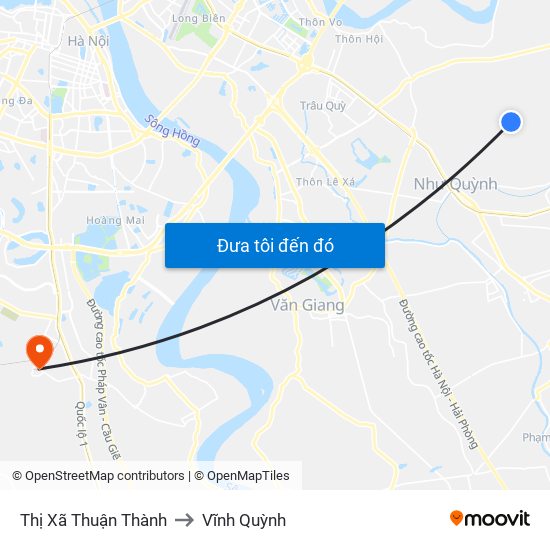 Thị Xã Thuận Thành to Vĩnh Quỳnh map