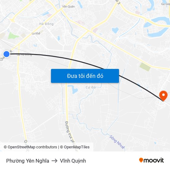 Phường Yên Nghĩa to Vĩnh Quỳnh map