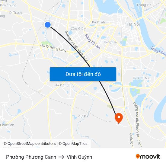 Phường Phương Canh to Vĩnh Quỳnh map