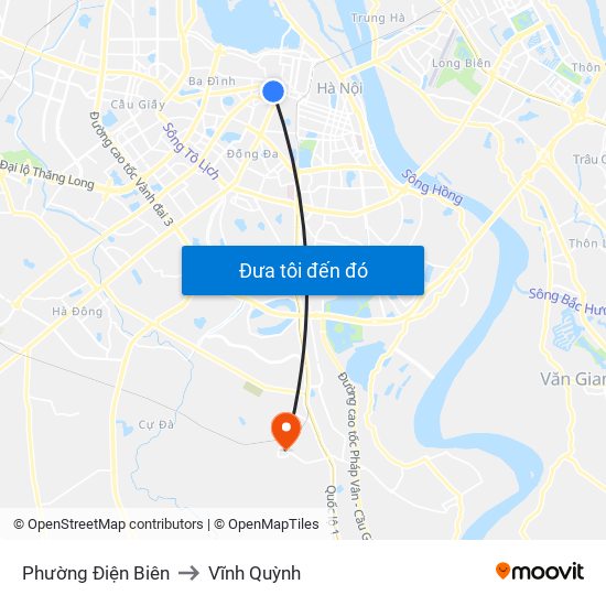 Phường Điện Biên to Vĩnh Quỳnh map