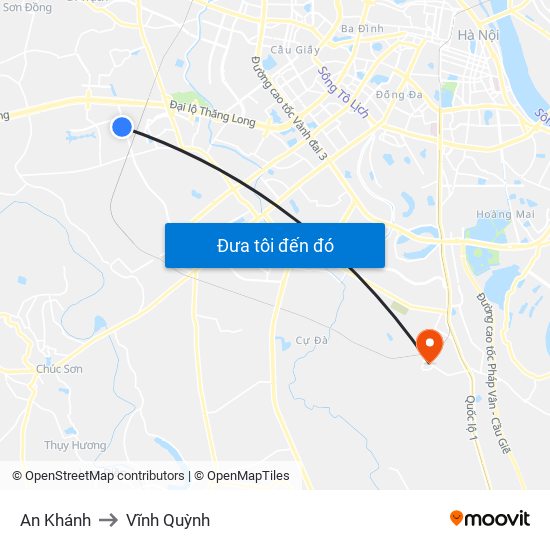 An Khánh to Vĩnh Quỳnh map