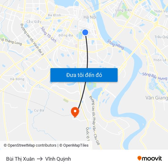 Bùi Thị Xuân to Vĩnh Quỳnh map