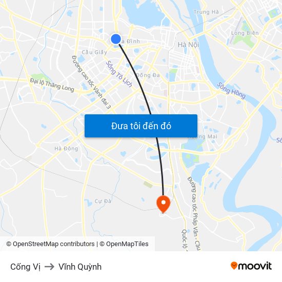 Cống Vị to Vĩnh Quỳnh map