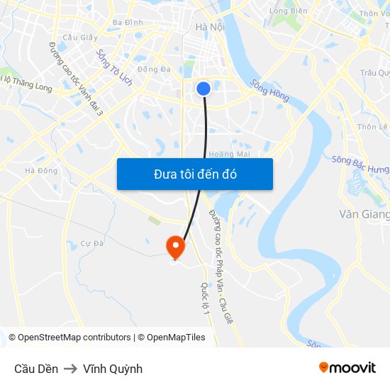Cầu Dền to Vĩnh Quỳnh map