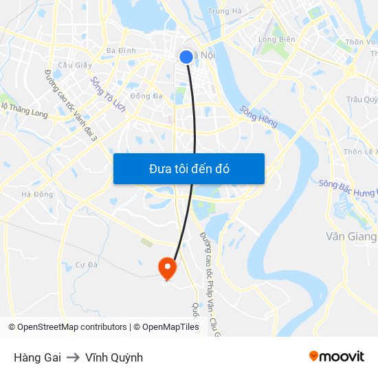 Hàng Gai to Vĩnh Quỳnh map