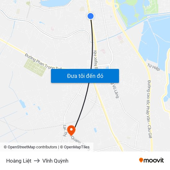 Hoàng Liệt to Vĩnh Quỳnh map