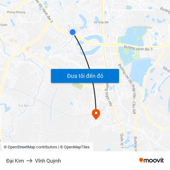 Đại Kim to Vĩnh Quỳnh map