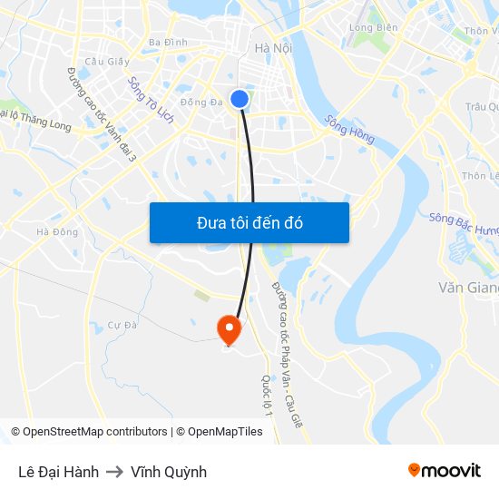 Lê Đại Hành to Vĩnh Quỳnh map