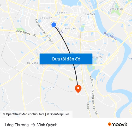 Láng Thượng to Vĩnh Quỳnh map