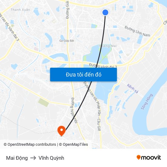 Mai Động to Vĩnh Quỳnh map
