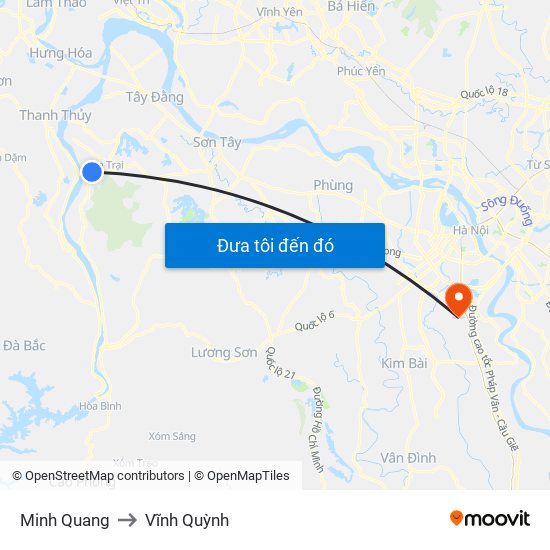 Minh Quang to Vĩnh Quỳnh map