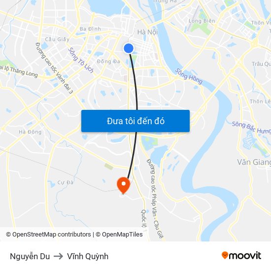 Nguyễn Du to Vĩnh Quỳnh map
