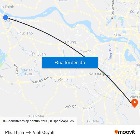 Phú Thịnh to Vĩnh Quỳnh map