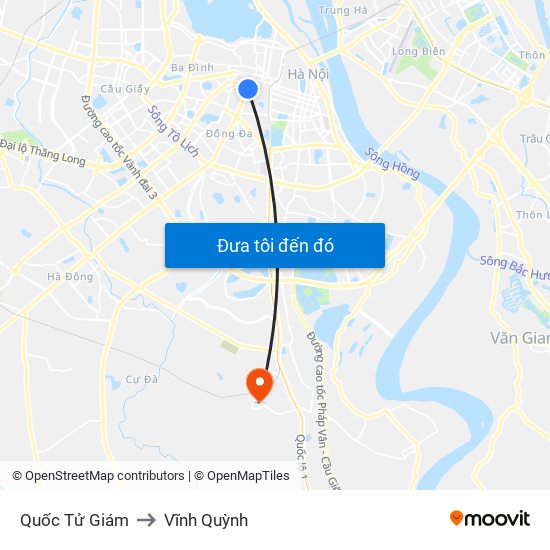 Quốc Tử Giám to Vĩnh Quỳnh map