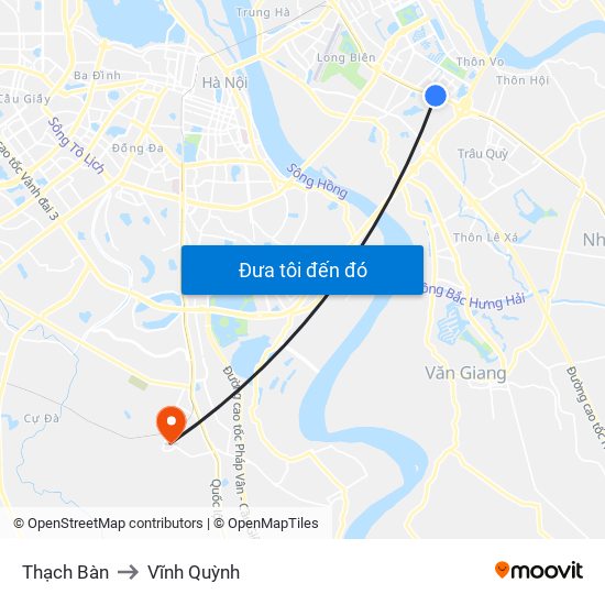 Thạch Bàn to Vĩnh Quỳnh map