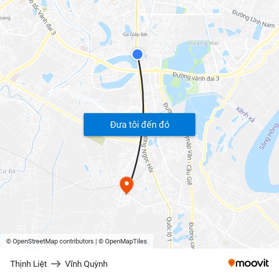 Thịnh Liệt to Vĩnh Quỳnh map