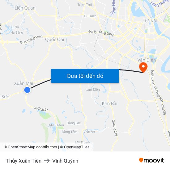 Thủy Xuân Tiên to Vĩnh Quỳnh map