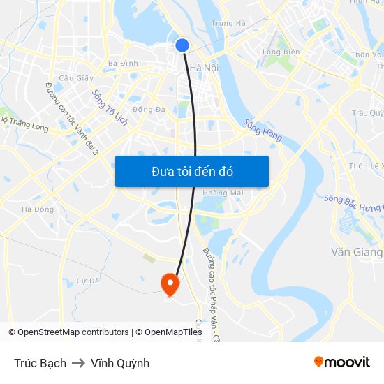 Trúc Bạch to Vĩnh Quỳnh map