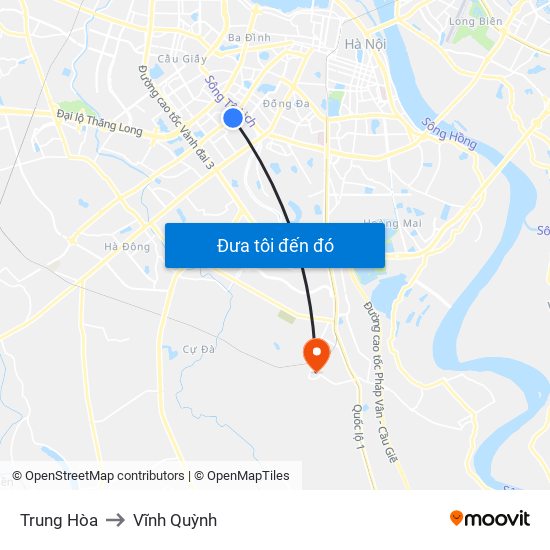 Trung Hòa to Vĩnh Quỳnh map