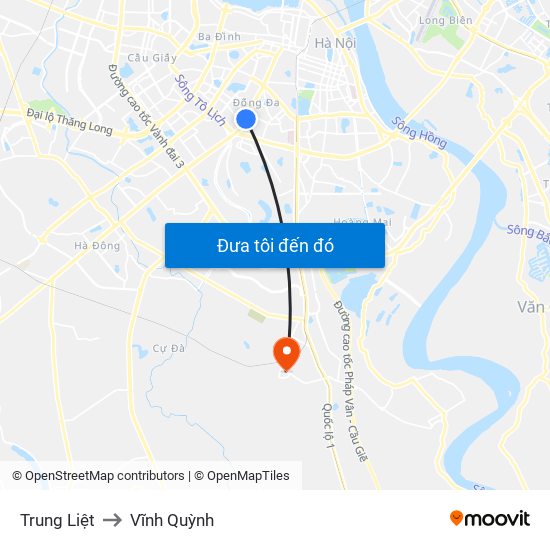 Trung Liệt to Vĩnh Quỳnh map