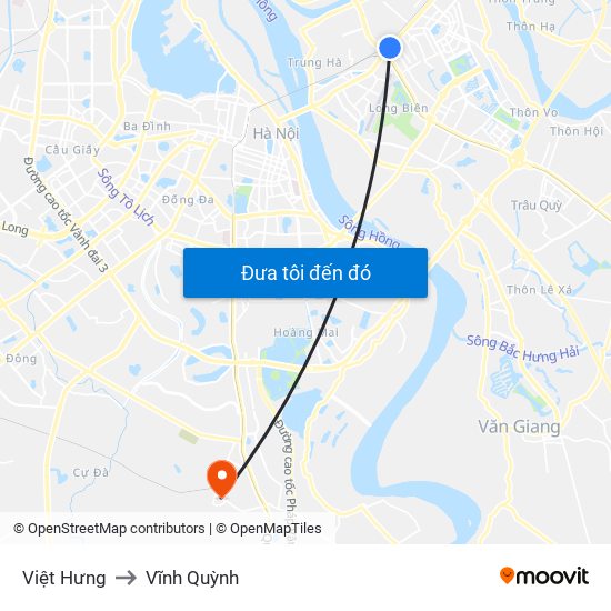 Việt Hưng to Vĩnh Quỳnh map
