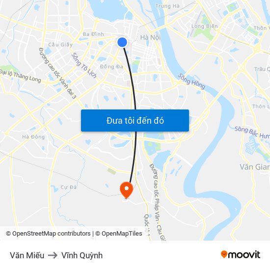 Văn Miếu to Vĩnh Quỳnh map
