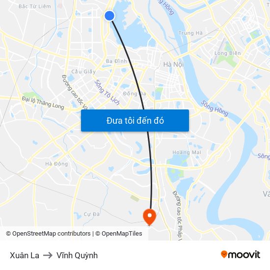Xuân La to Vĩnh Quỳnh map