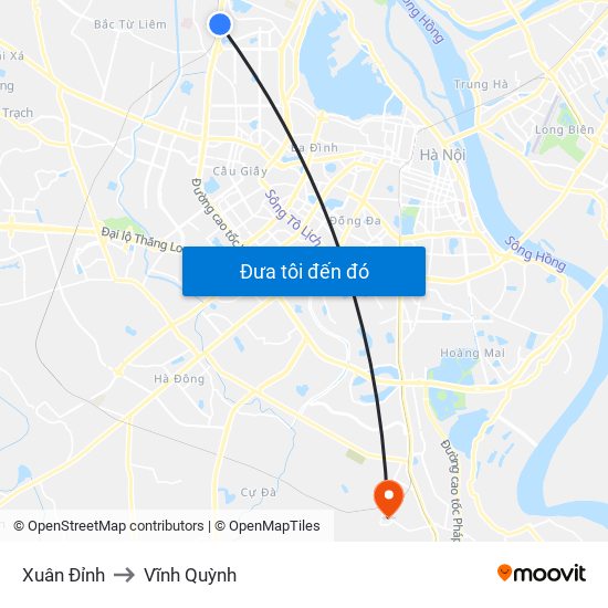 Xuân Đỉnh to Vĩnh Quỳnh map