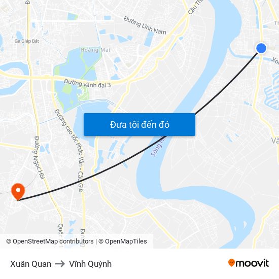 Xuân Quan to Vĩnh Quỳnh map