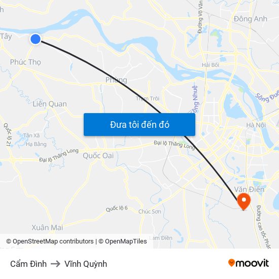 Cẩm Đình to Vĩnh Quỳnh map