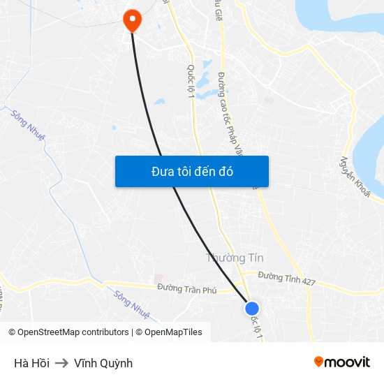 Hà Hồi to Vĩnh Quỳnh map