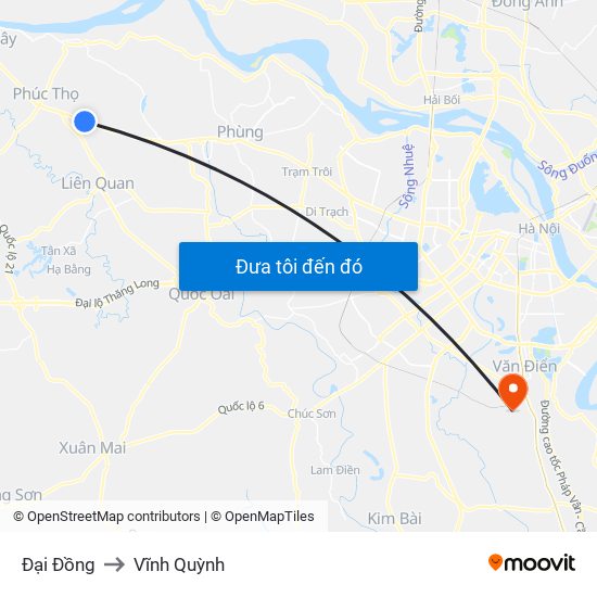 Đại Đồng to Vĩnh Quỳnh map