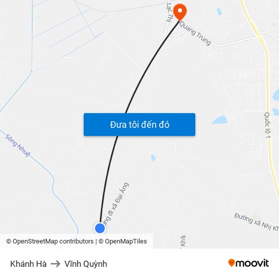 Khánh Hà to Vĩnh Quỳnh map