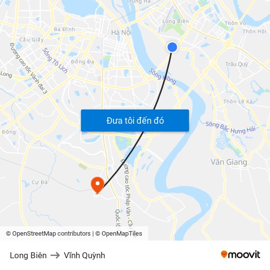 Long Biên to Vĩnh Quỳnh map
