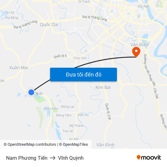 Nam Phương Tiến to Vĩnh Quỳnh map
