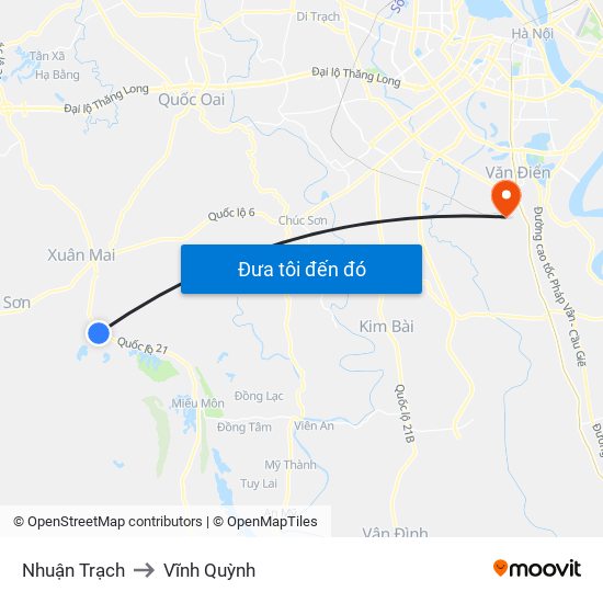 Nhuận Trạch to Vĩnh Quỳnh map