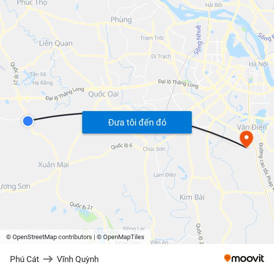 Phú Cát to Vĩnh Quỳnh map