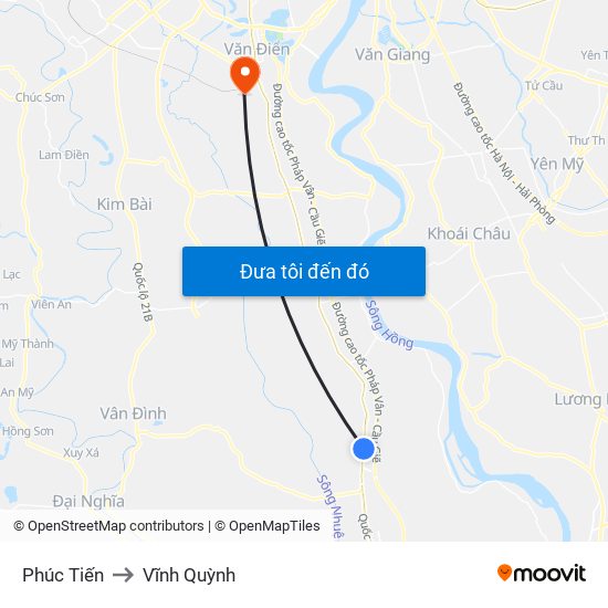 Phúc Tiến to Vĩnh Quỳnh map