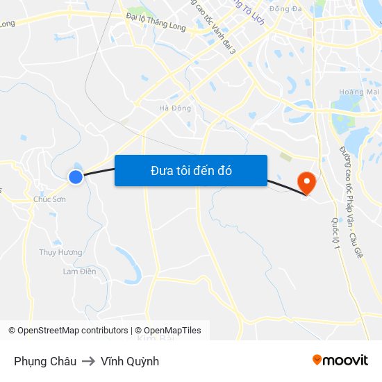 Phụng Châu to Vĩnh Quỳnh map